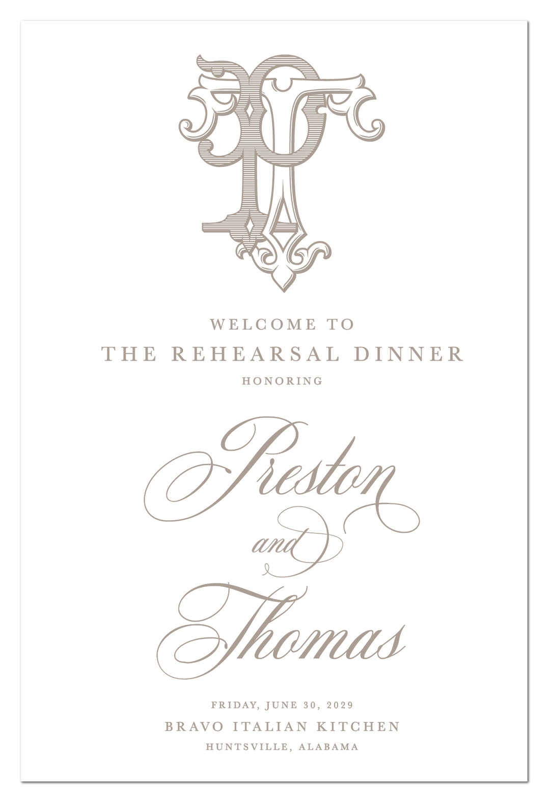 The Thomas Rehearsal Dinner Welcome Sign