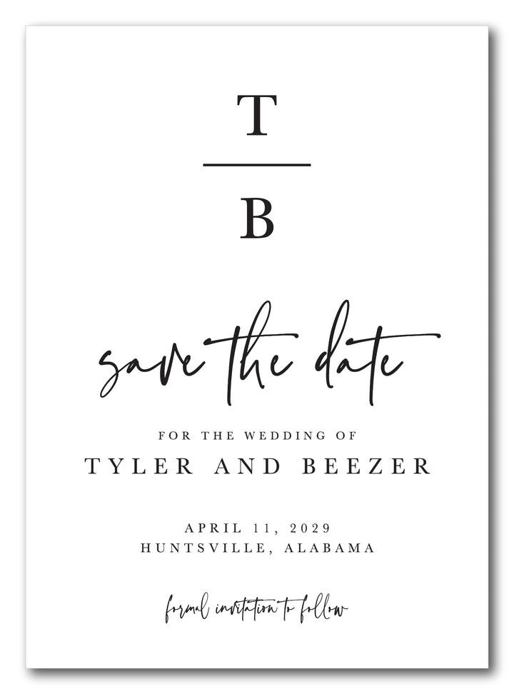 The Vertical Block Initials Save The Date
