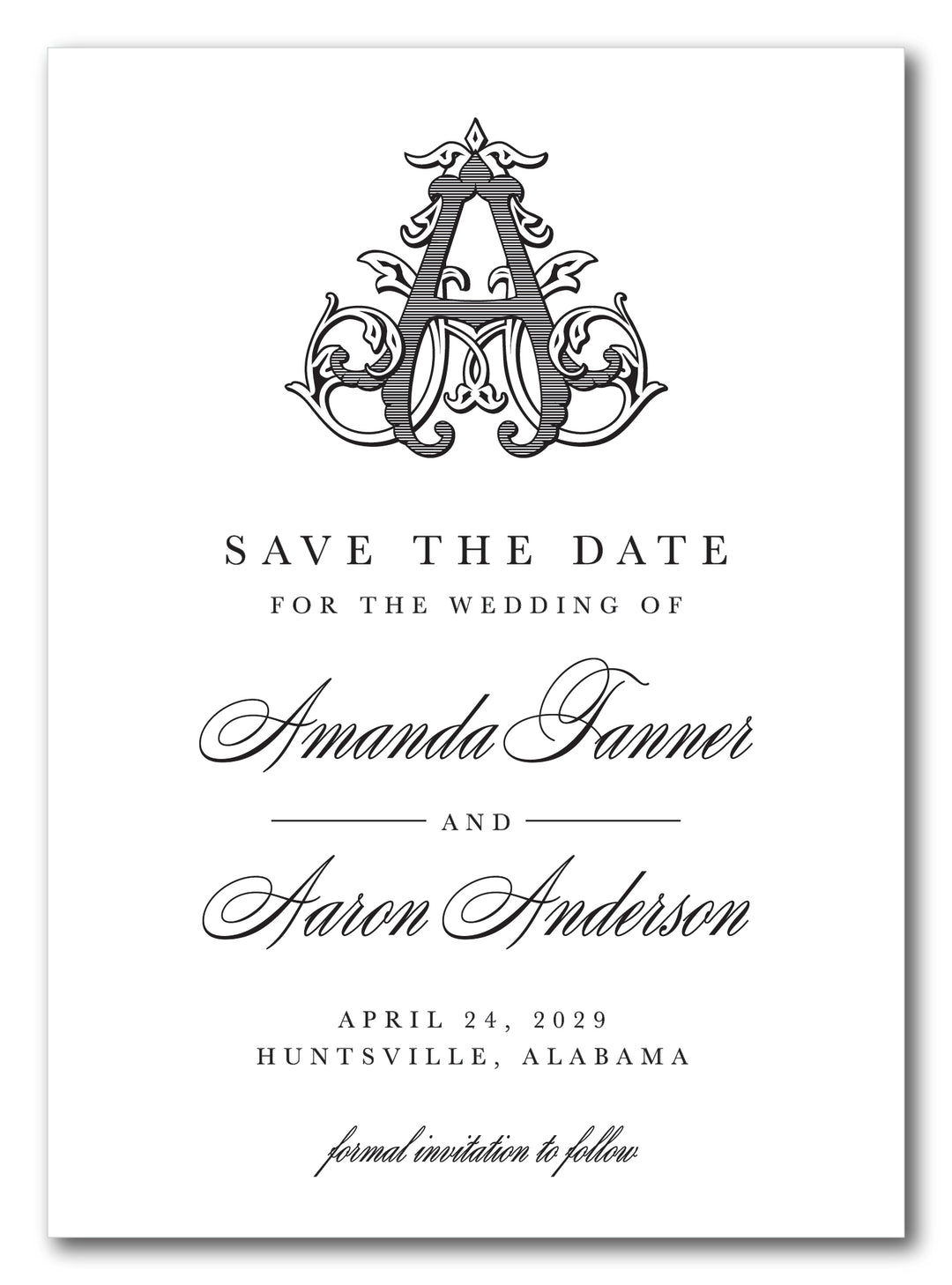 The Vintage Vine Single Initial Save The Date