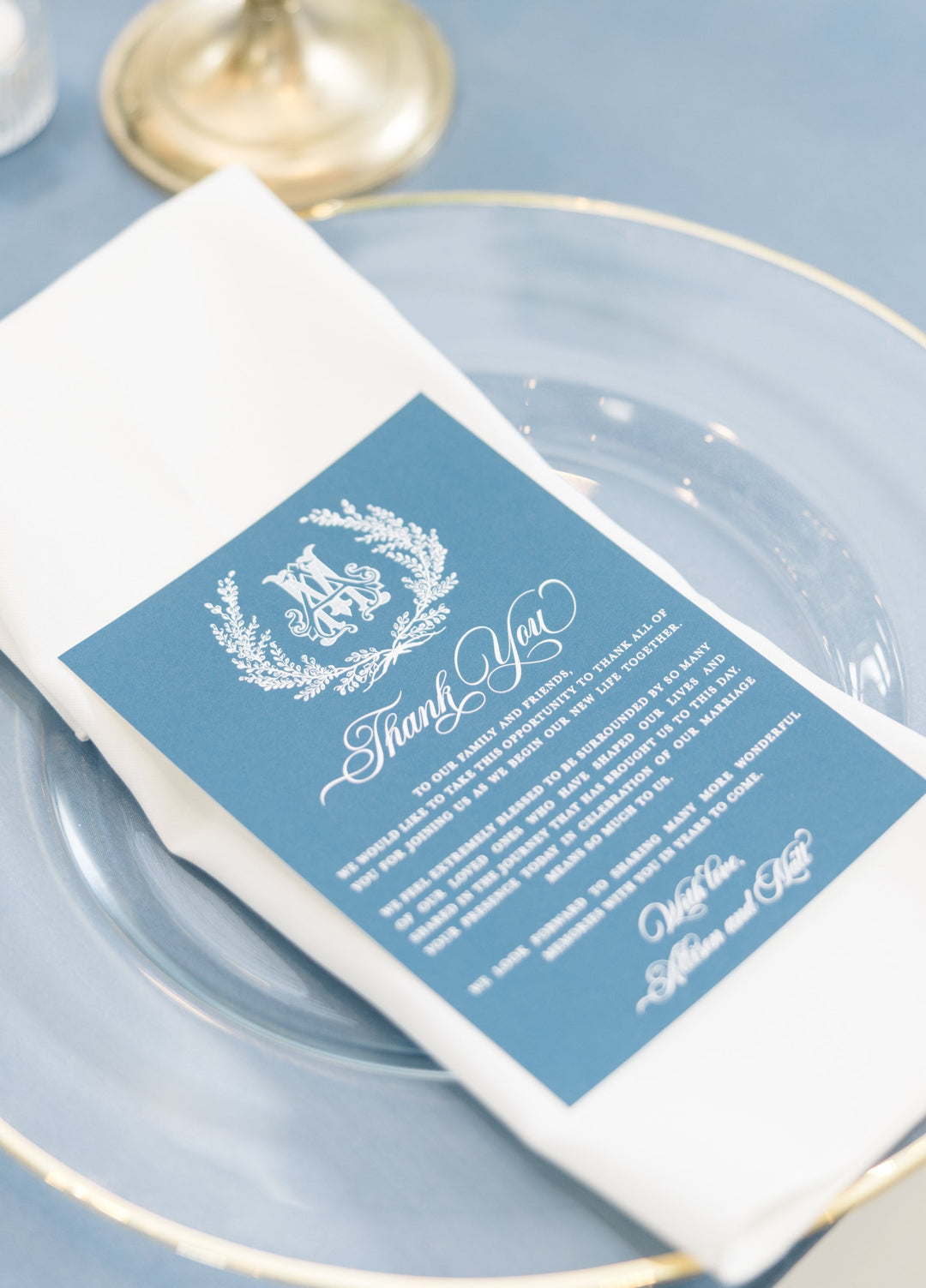 The Natalie Thank You Place Setting Card