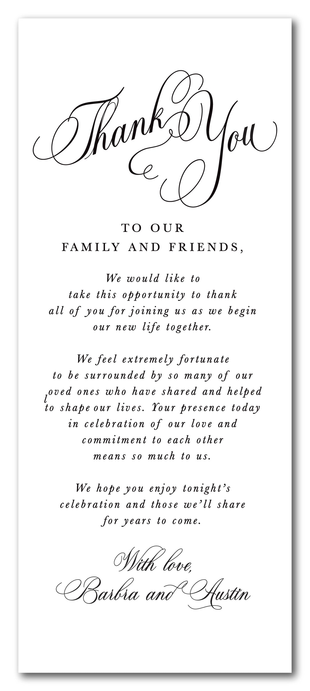 The Barbra Thank You Place Setting Card